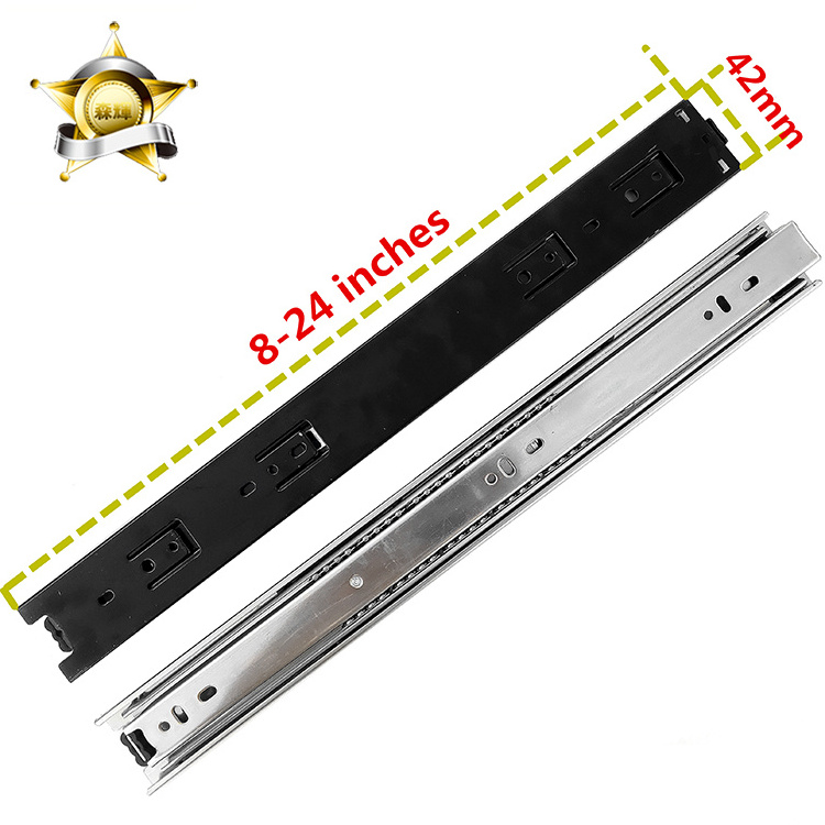 42mm 3 Fold  Kitchen Hardware Cabinet Full Extension Telescopic Heavy Duty Drawer Slides