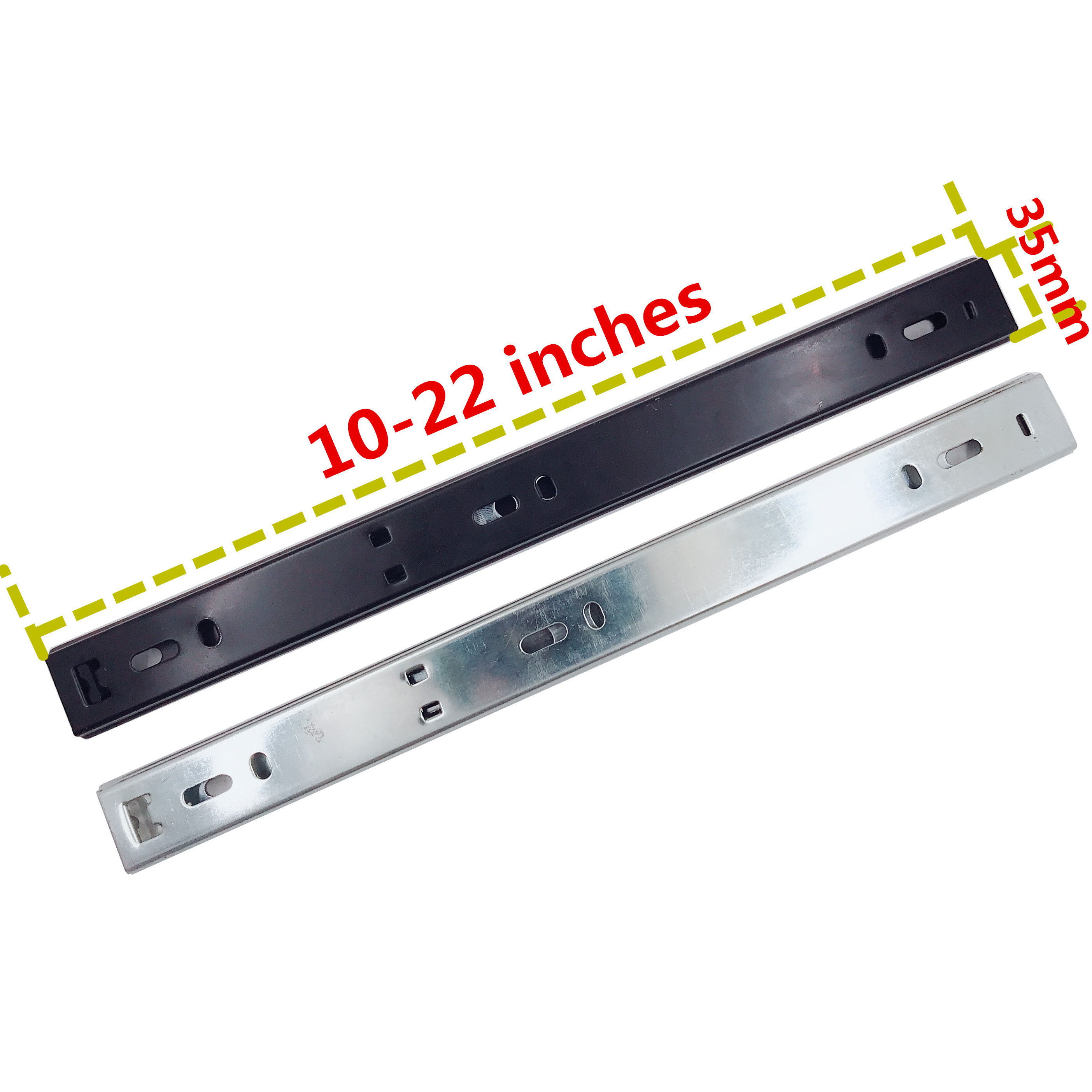 Full Extension Cupboard Cabinet Telescopic Channel Runner 35 MM 3 Fold Side Mount Drawer Slide Rails