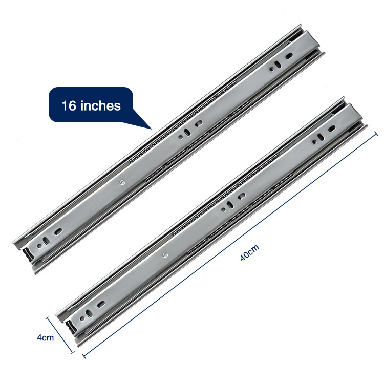 Furniture Hardware 45mm Full Extension Telescopic Channel Ball Bearing Drawer Slides Rail