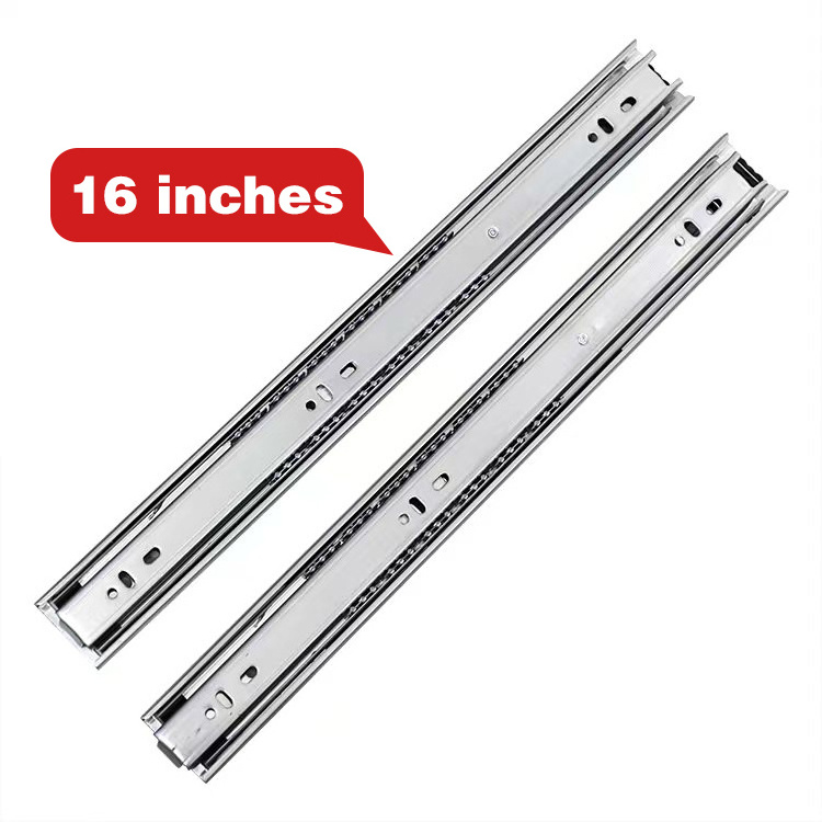 16 Inch 3 Fold Full Extension Heavy Duty Telescopic Cabinet Rail Ball Bearing Drawer Slide