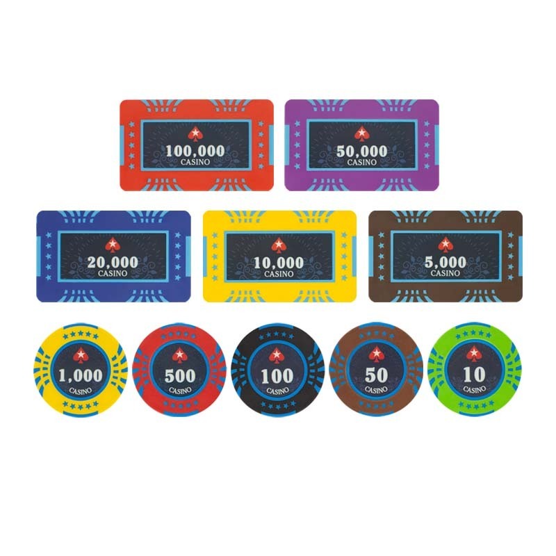 Premium Mixed Color High Quantity Clay Poker Chips Set Customizable Clay Five Star Poker Chip Set