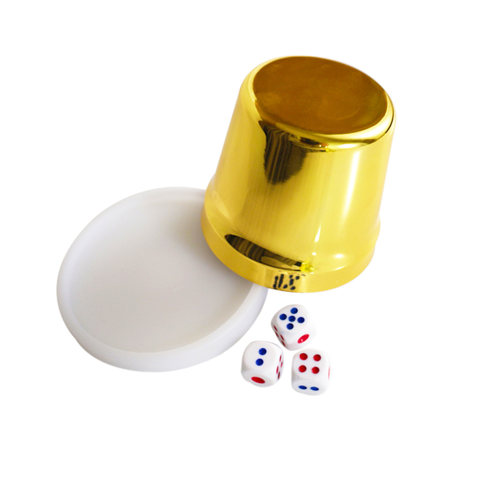 Factory Wholesale High Reflective Metal Shining Gold Poker Dice Cup for Poker Dice Gambling Dice Cup for casino