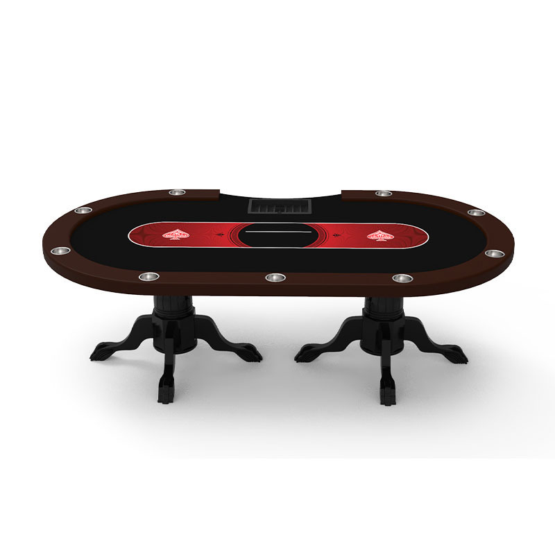 High Quality Texas Hold'em Poker Table Solid Wood Tiger Claw Leg Poker Table Customizable Fun Gambling Table 10 Person Poker Tab