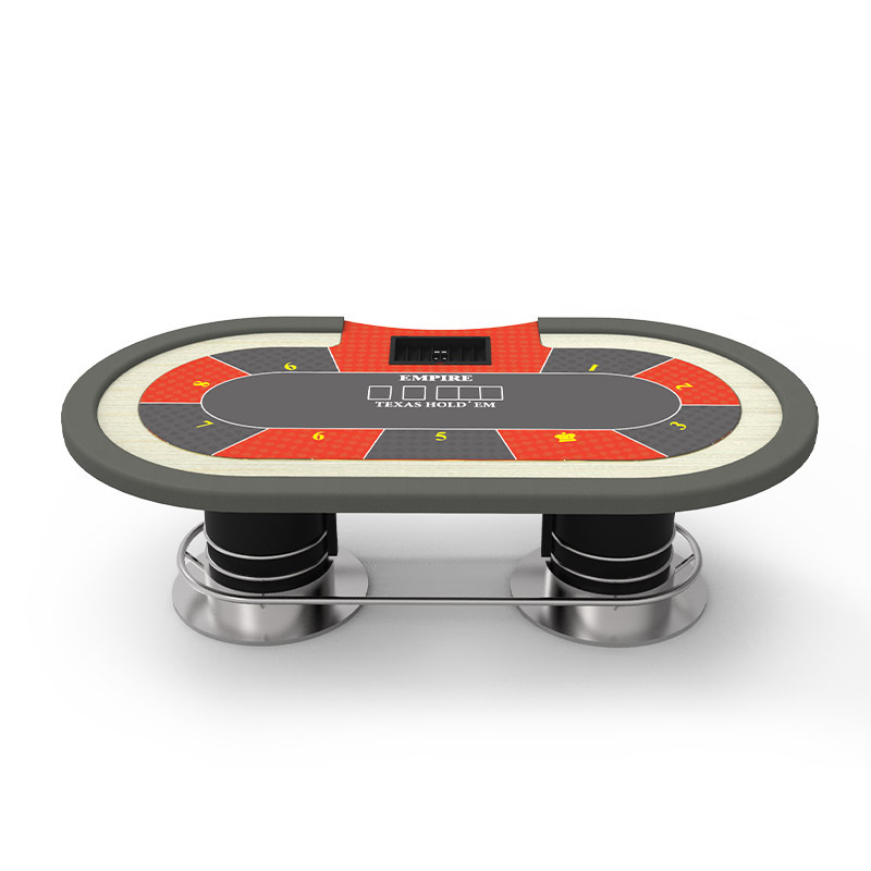 Factory High Quality custom made Casino Poker Tables Steel Round Leg Texas Hold'em Table