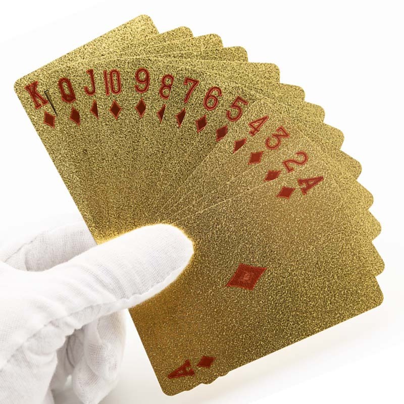 Custom Design Printed Waterproof Plastic Gold Foil Poker Creative Gold Playing Poker Cards