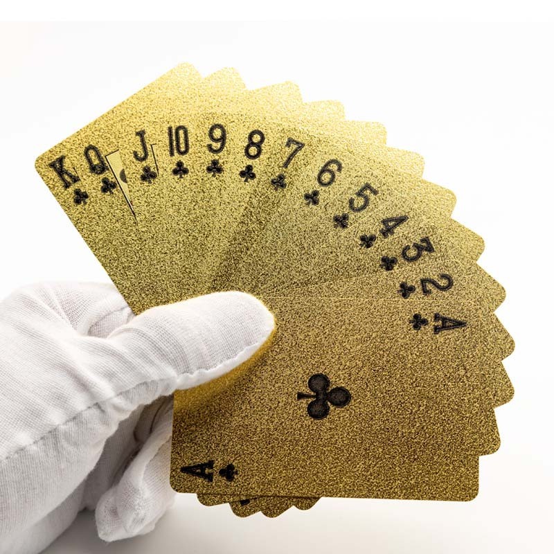 Custom Design Printed Waterproof Plastic Gold Foil Poker Creative Gold Playing Poker Cards