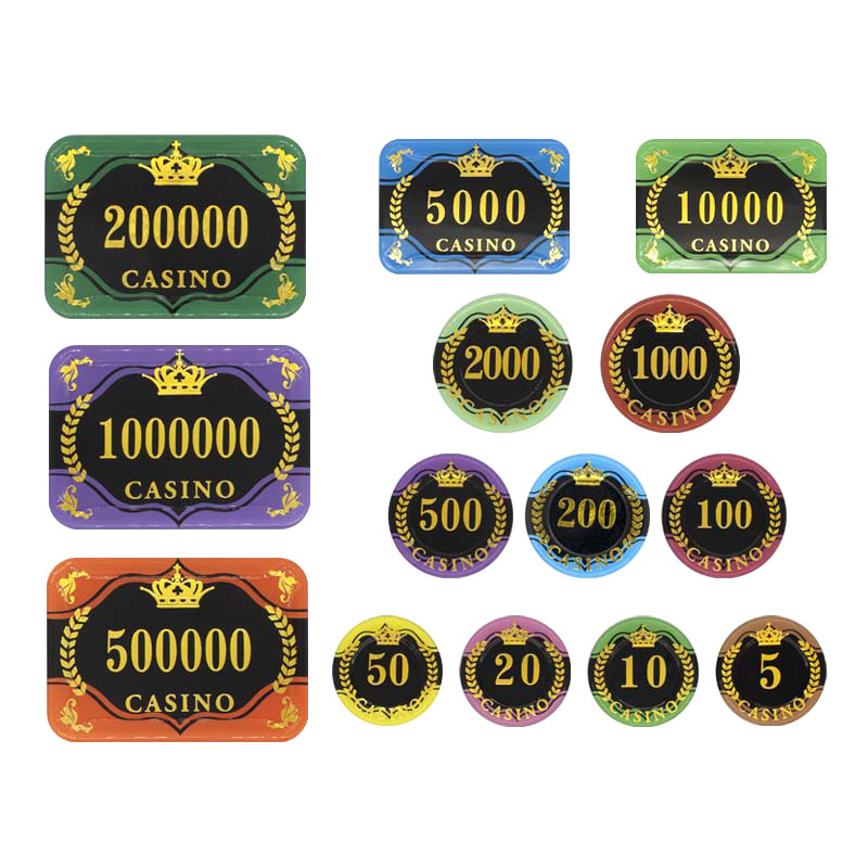 Wholesale Casino Custom Poker Chip Set Crown Poker Chips rectangle poker chips