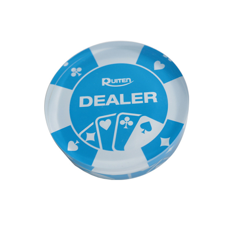 Casino Poker Dealer Button custom Transparent Casino acrylic block Texas poker dealer button