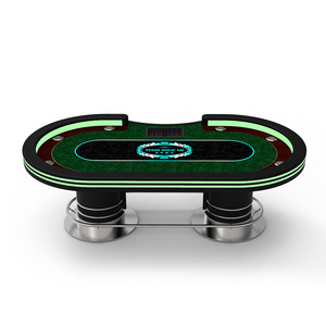 Factory Casino Poker Table with LED Lamps USB Charging Jack Gambling Table Customized Poker Table