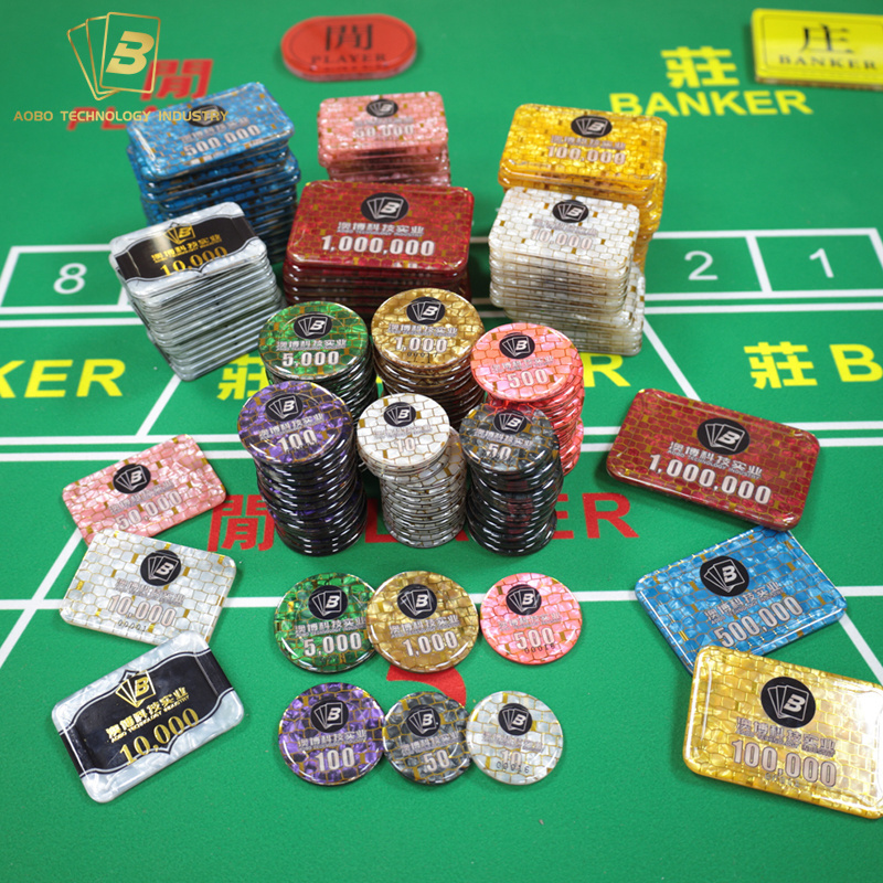 Factory Price Wholesale Acrylic/Crystal Mixed Color Poker Chip Set Casino Special Golden Silk Fantasy Color Poker Chips