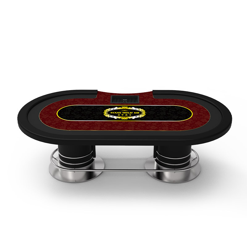 Factory High Quality custom made Casino Poker Tables Steel Round Leg Texas Hold'em Table