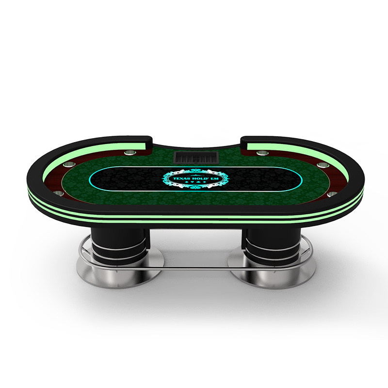 Factory High Quality custom made Casino Poker Tables Steel Round Leg Texas Hold'em Table