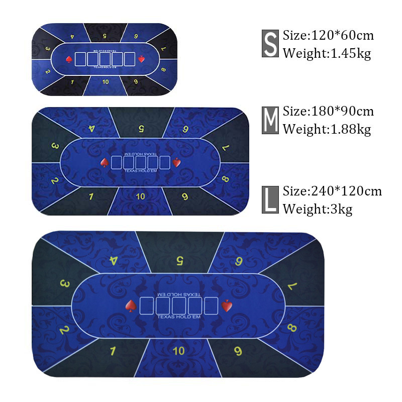 High quality square Texas poker table rubber mat blue foldable poker tabletop casino