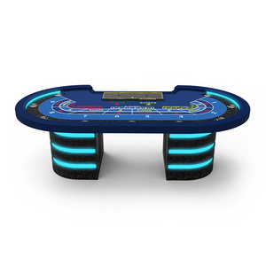 Luxury baccarat table New Design Casino Games Texas Poker Table Led Cabinet Solid Wood Gambling Table