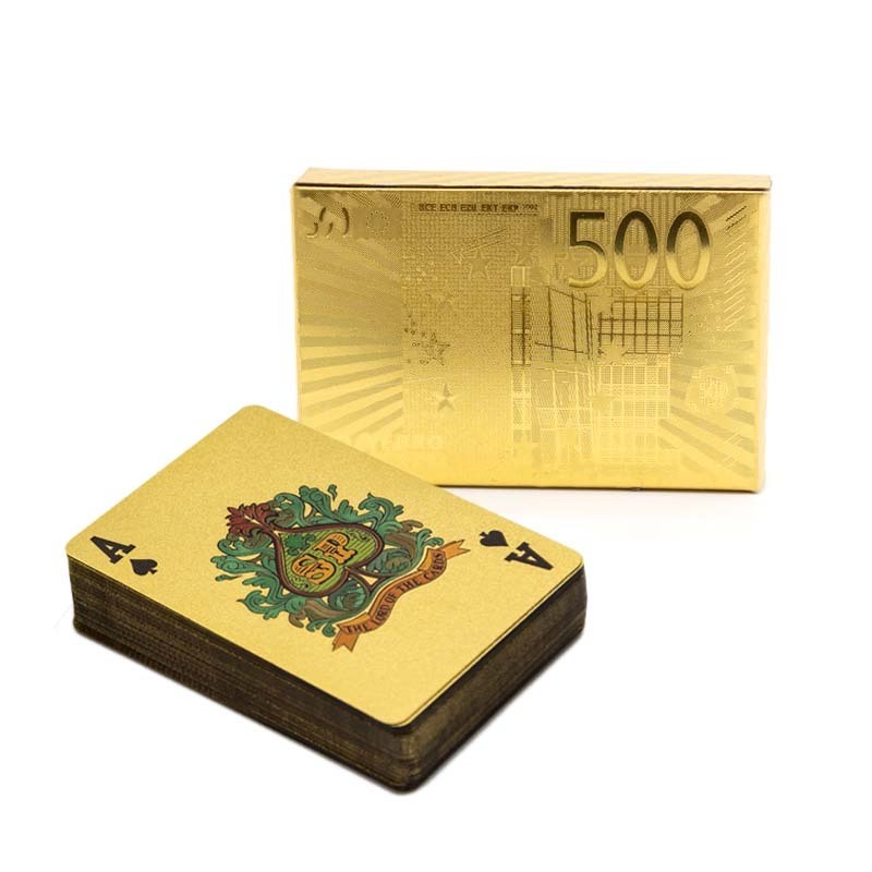 Custom Design Printed Waterproof Plastic Gold Foil Poker Creative Gold Playing Poker Cards