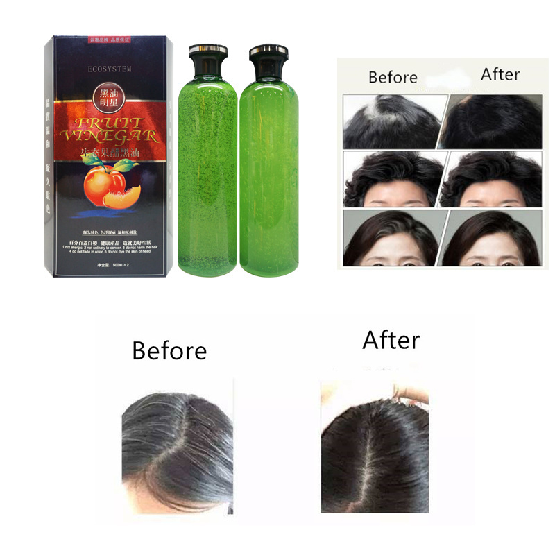 500ml*2 100% grey coverage Ammonia Free Natural Black hair color gel for men women