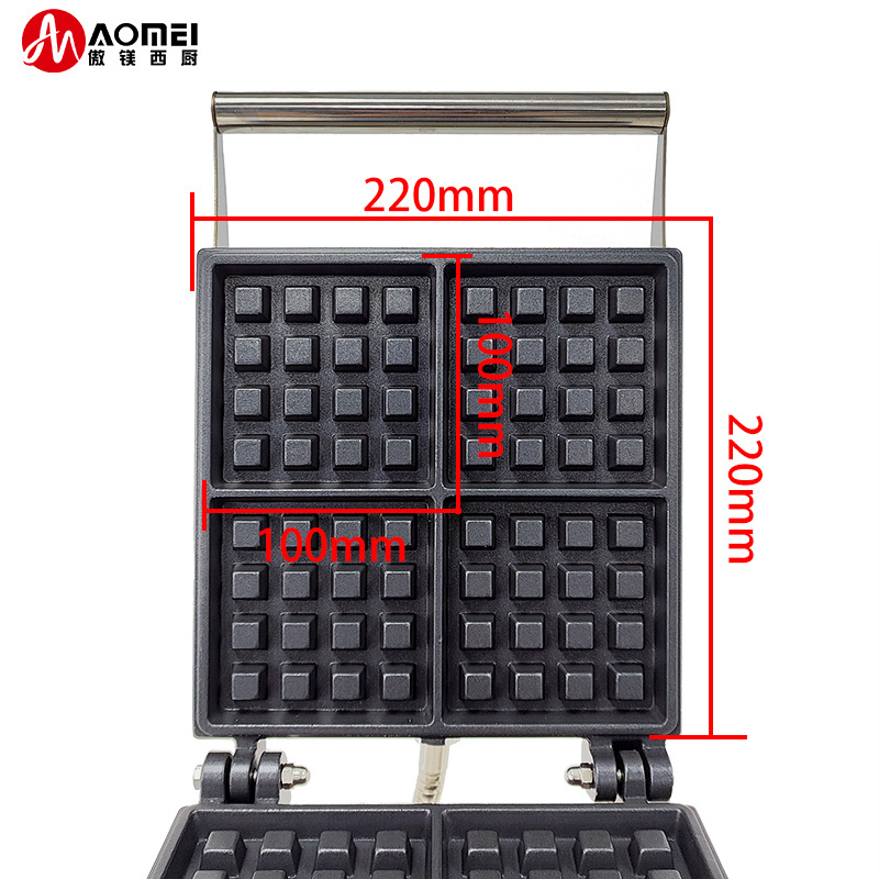 Commercial square waffle maker and stroopwafel machine with waffle iron