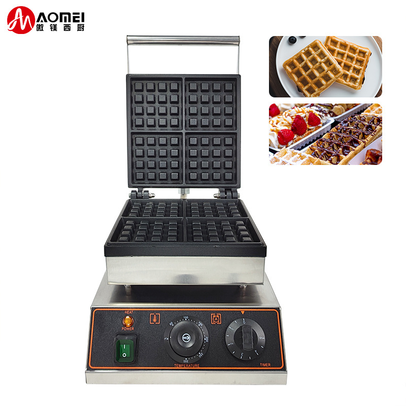 Commercial square waffle maker and stroopwafel machine with waffle iron