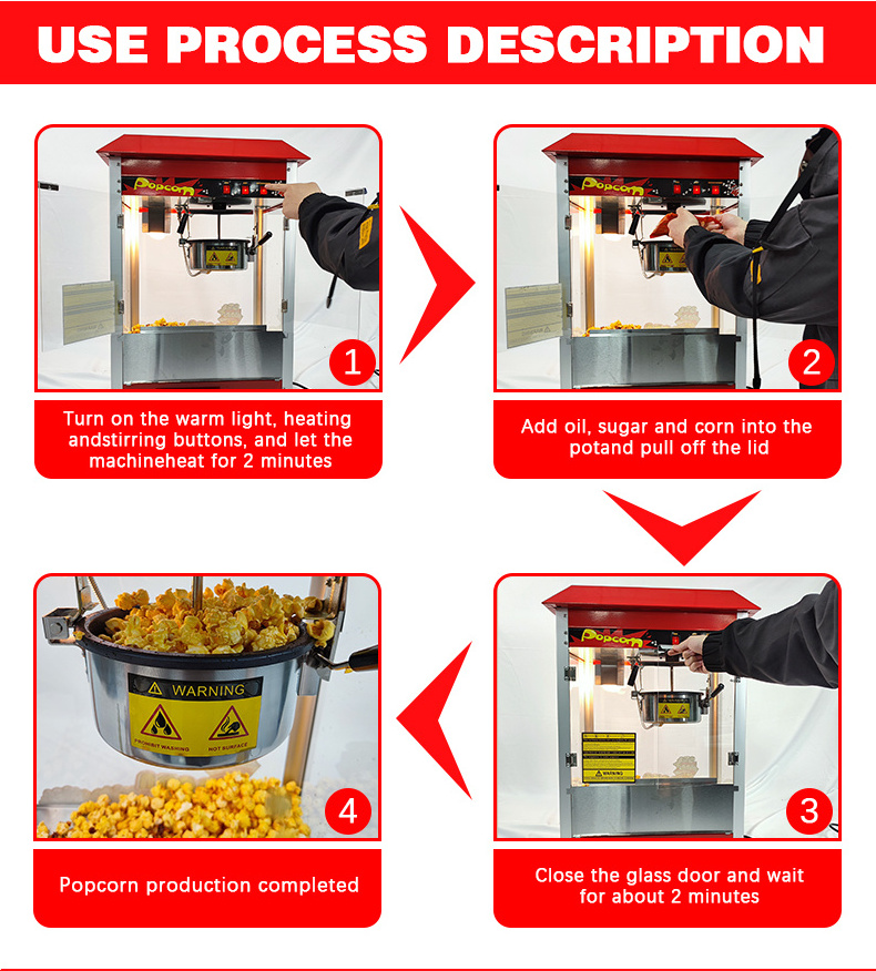 Commercial  Popcorn Making Machine Caramel Popcorn Maker Popcorn Machine with Food Warmer