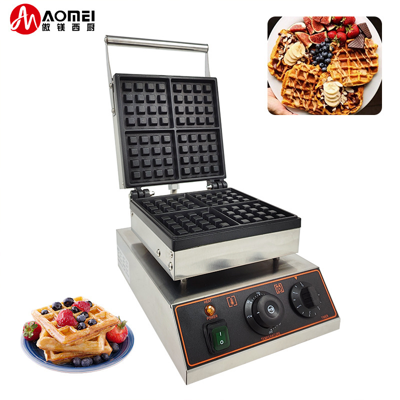 Commercial square waffle maker and stroopwafel machine with waffle iron