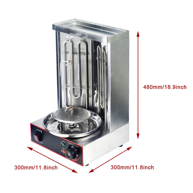 2 Burners Electric Vertical Rotisserie Chicken Broiler Automatic Rotating Meat Product Making Mini Shawarma Machine Electronic