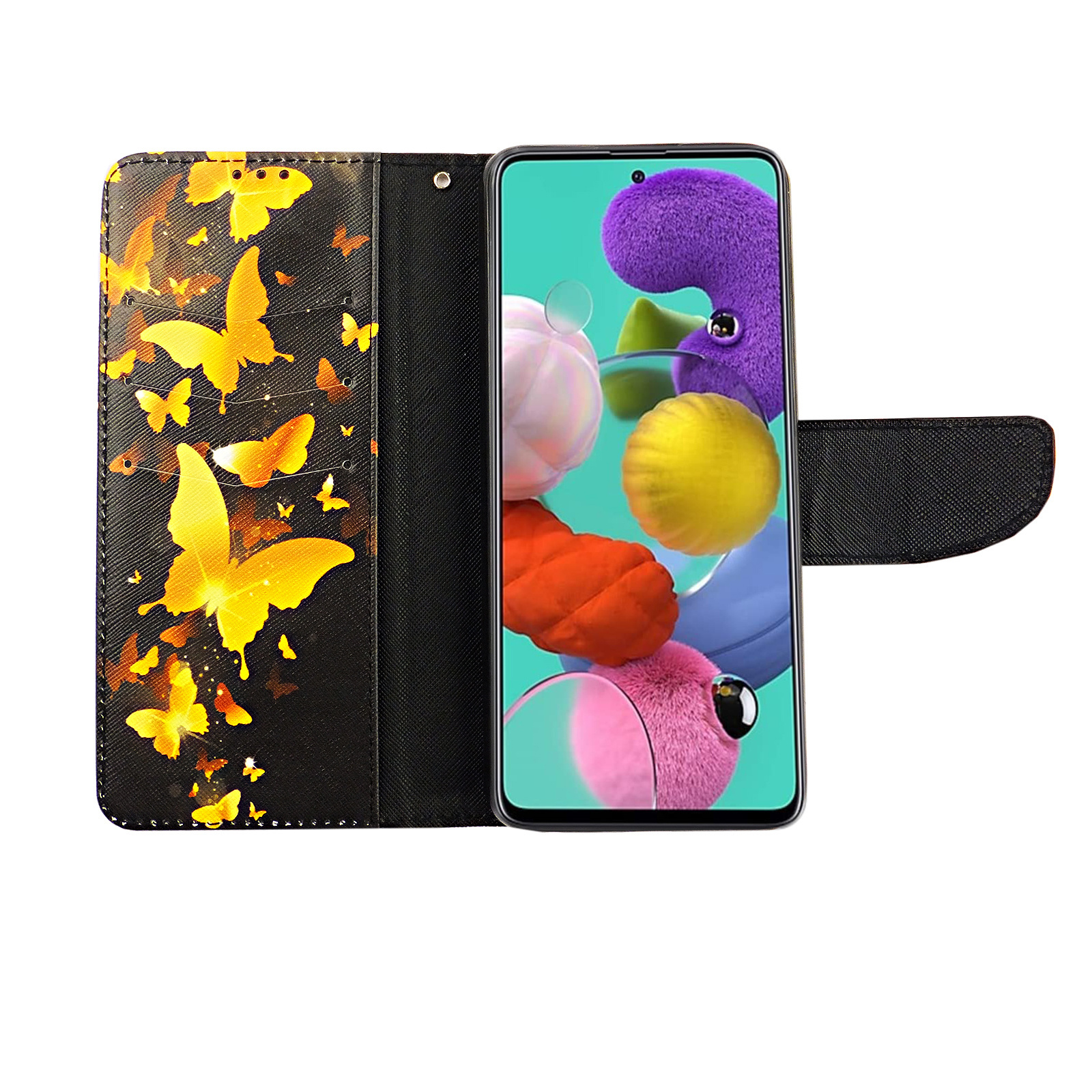 Gold Butterfly Leather Flip Cover And Mobile Phone Bag For Woman Xiaomi 14 Pro Phone Samsung Galaxy A20 Case Phone Cover