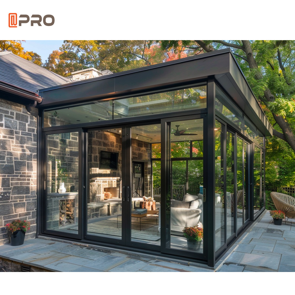 latest Modern prefabricated glass house glass garden house windows and doors Outdoor glass sunroom sunshade house