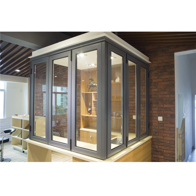 Cheap price horizontal sliding aluminium glass bi-fold accordion windows fold up window vertical folding window