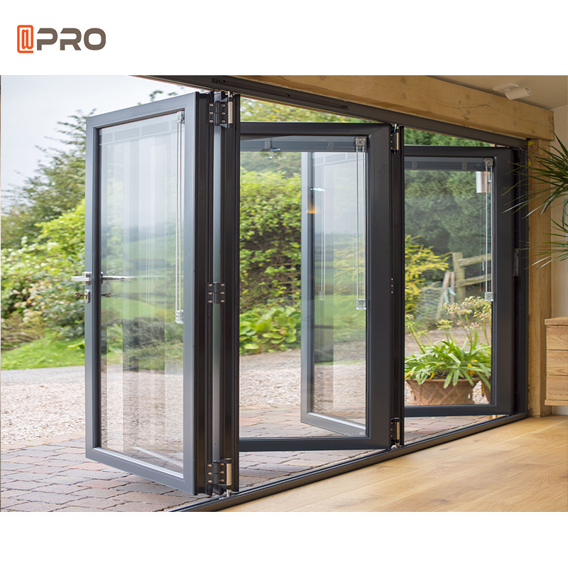 Tempered Glass Bifold Doors Aluminium Folding Patio Outdoor Sliding Folding Door Aluminum Vertical Bi Folding Doors Glass