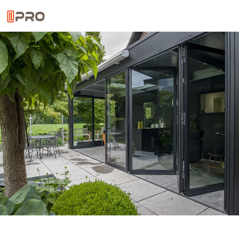 Tempered Glass Bifold Doors Aluminium Folding Patio Outdoor Sliding Folding Door Aluminum Vertical Bi Folding Doors Glass