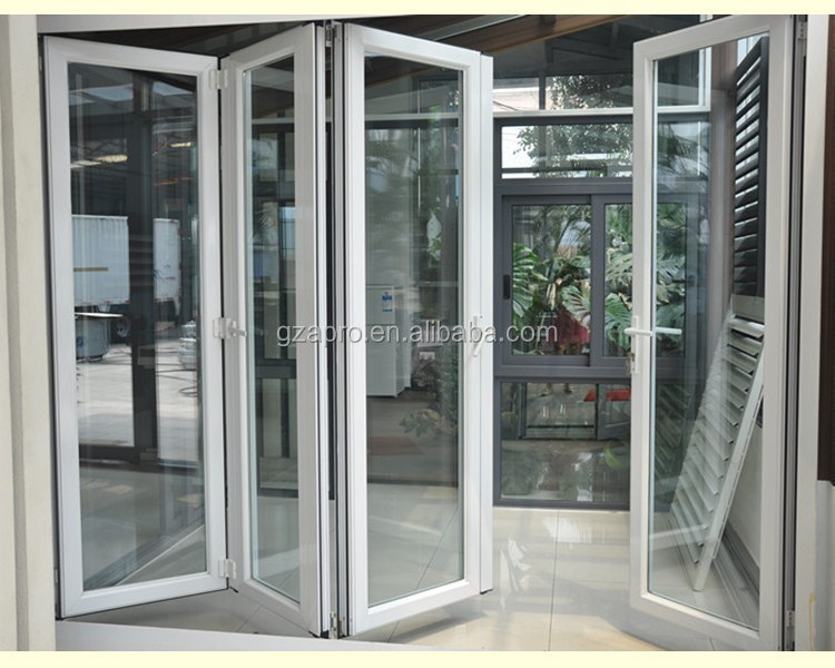 Latest folding door design folding door bifold grill folding price Prefabricated Bifold Window Aluminum Profile folding door