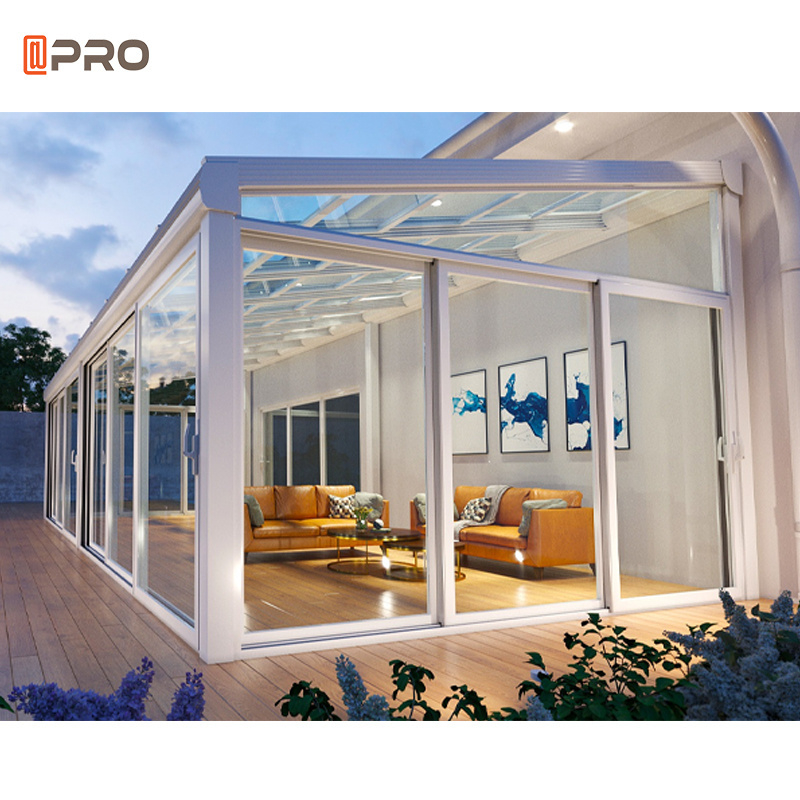 Winter garden house veranda aluminium prefabricated glass conservatory slant sunroom 4 season