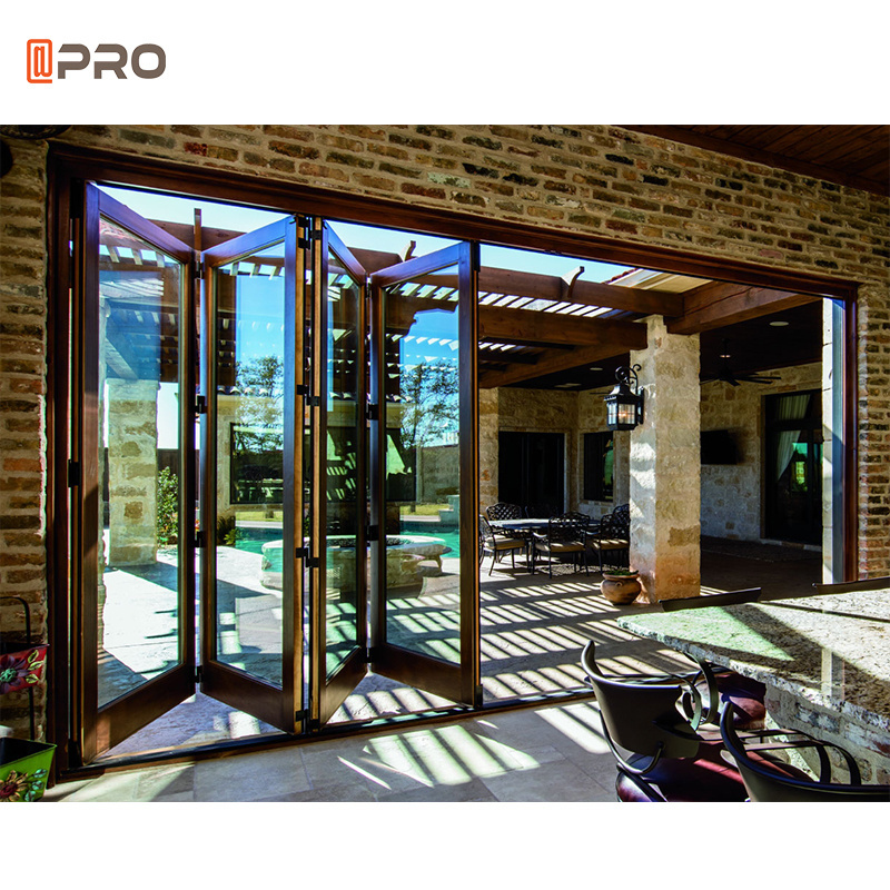 High Quality Folding Door Exterior Portable Soundproof Balcony Glass Aluminum Bi Fold Door With Plexiglass