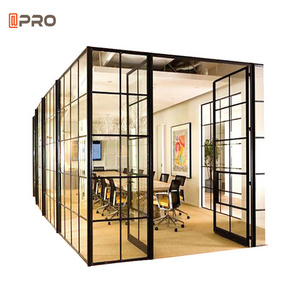 Customization Aluminium Frame Office Glass Partition Office Glass Wall Partitions Folding Office Partitions