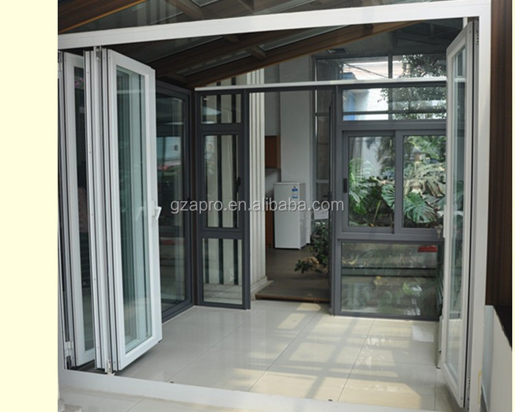 Latest folding door design folding door bifold grill folding price Prefabricated Bifold Window Aluminum Profile folding door