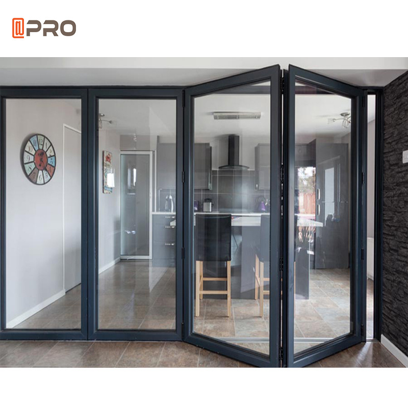 APRO Exterior Temporary Home Balcony Outdoor Patio Aluminium Bathroom Accordion Doors Folding Glass Door