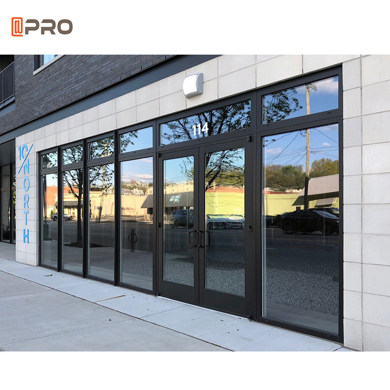 Aluminum Glass Commercial Modern Graphic Design Glass Door Security System Retail Store Glass Front Door 5 Years