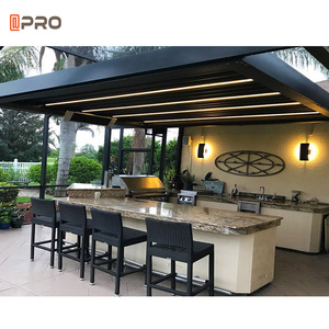 Customized Modern Louverd Gazebo Electric Gazabo Aluminum Outdoor Pergola with Led Strip Waterproof Aluminium Gazebos