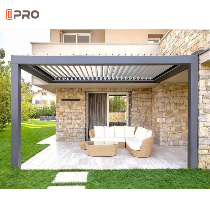 Bespoke Outdoor Modern Square Tube Garden Terrace Patio Gazebo Folding Louver Side Blinds Bioclimatic aluminum gazebo pergola