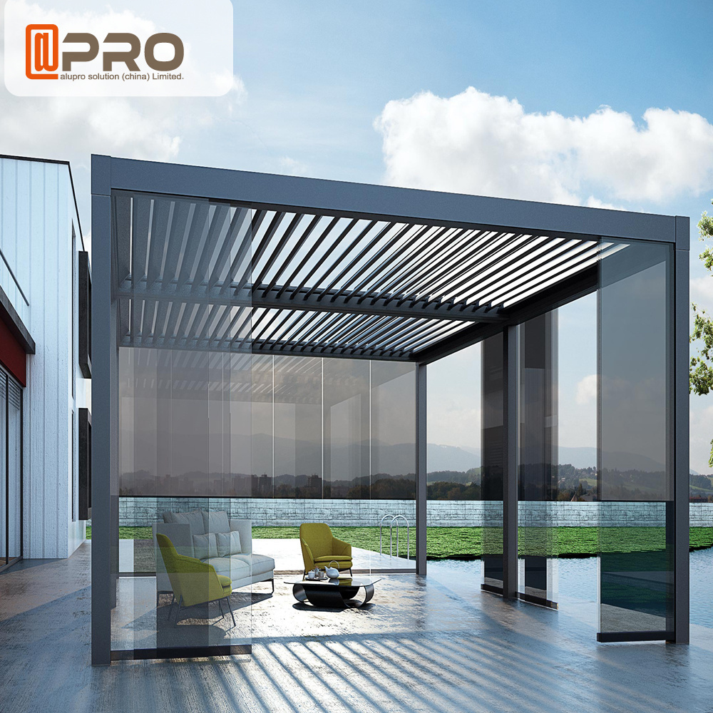 Modern pergola waterproof  lover roof  gazebo garden Louver Roof Kit For Sunshade waterproof pergola opening roof louver