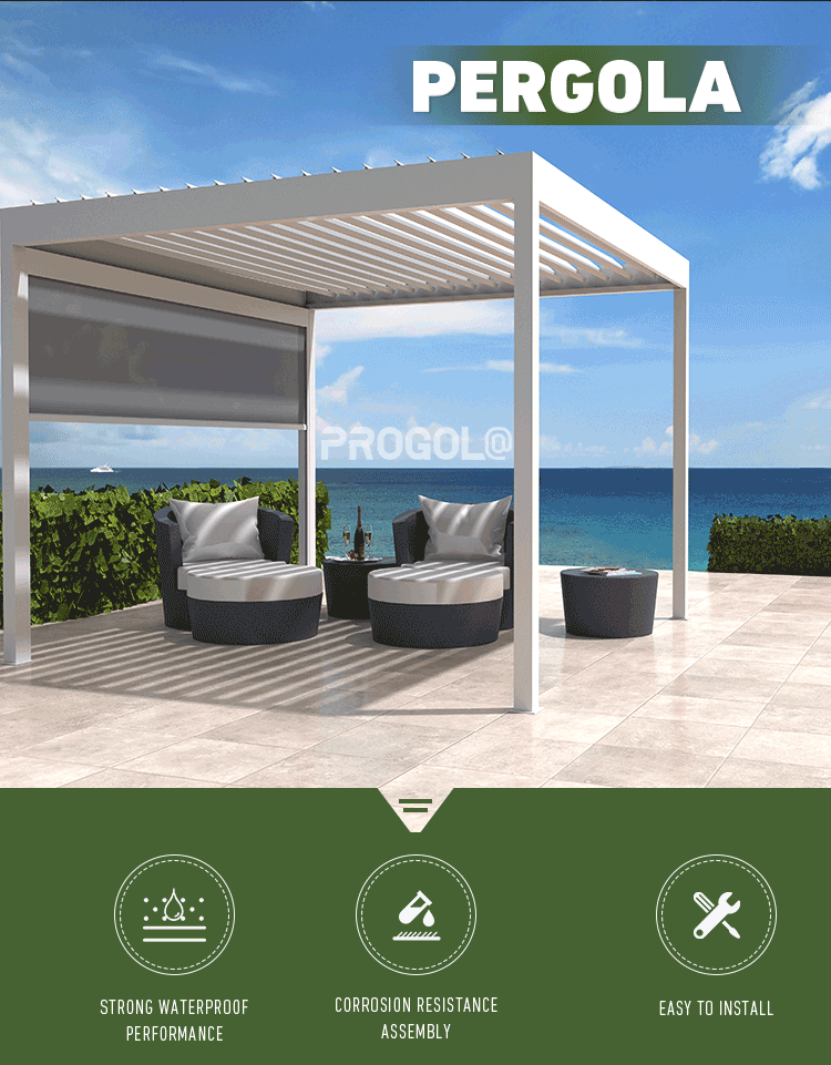 High Quality Outdoor Remote Control Louvered Roof Gazebo Used Arches Arbours Pergolas Aluminium Kits Retractable for Sale