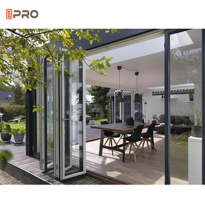 APRO Exterior Temporary Home Balcony Outdoor Patio Aluminium Bathroom Accordion Doors Folding Glass Door