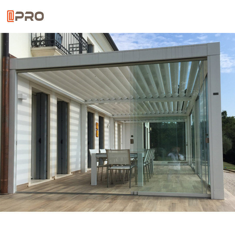 APRO Vergola opening sun louver shutter aluminum roof pergola louvre roof Motorized Waterproof Remote Control Louver Roof