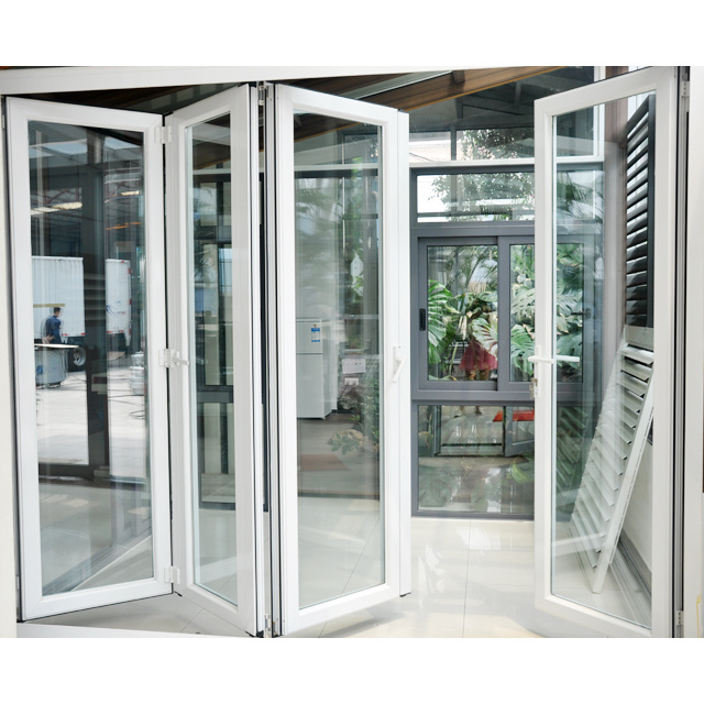 Latest folding door design folding door bifold grill folding price Prefabricated Bifold Window Aluminum Profile folding door