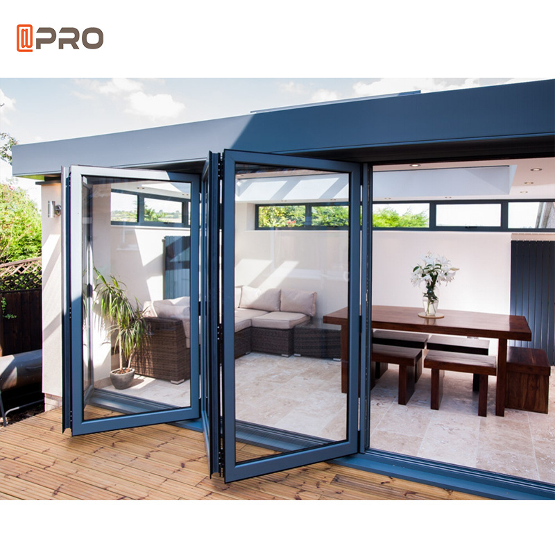 High Quality Folding Door Exterior Portable Soundproof Balcony Glass Aluminum Bi Fold Door With Plexiglass