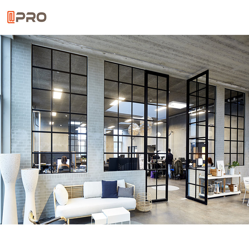 APRO Design Brooklyn style Room Divider Soundproof Wall Aluminium Frame Glass System Office Acoustic Partition