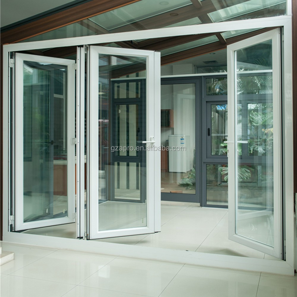 Latest folding door design folding door bifold grill folding price Prefabricated Bifold Window Aluminum Profile folding door