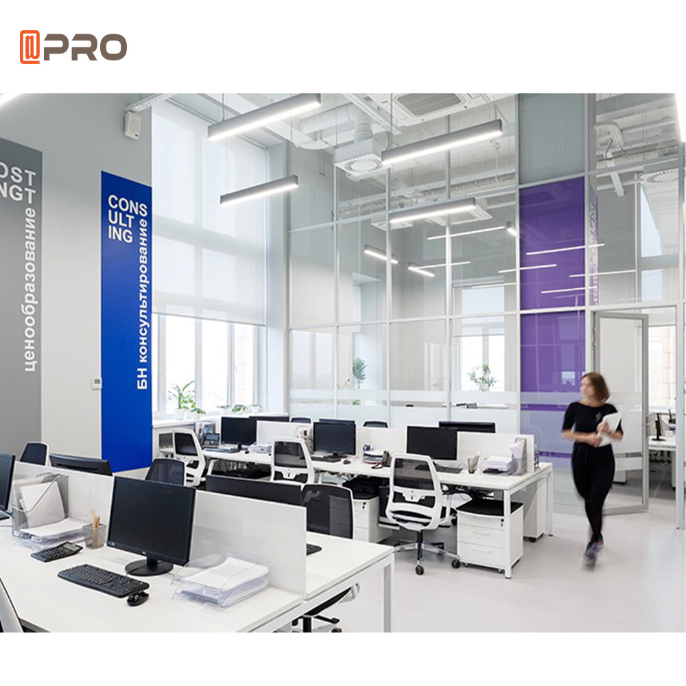 APRO 2024 Latest Vertical Frame design office partition Customized office glass wall system partition divider wall