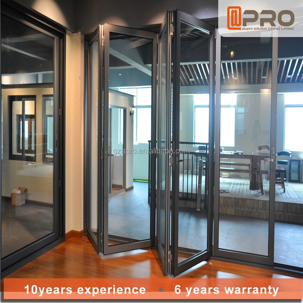 Modern Design Entrance Aluminium Bi folding Door Balcony French Front Aluminum Exterior Glass Folding Patio Doors