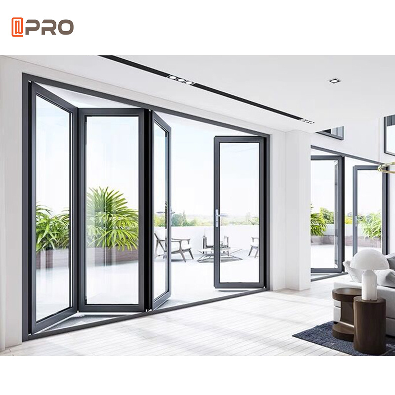 Modern Design Entrance Aluminium Bi folding Door Balcony French Front Aluminum Exterior Glass Folding Patio Doors